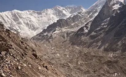 Kanchenjunga base camp, the view of the kanchanjunga glacier
