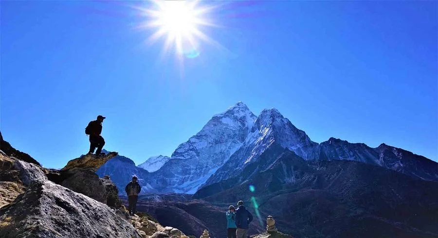 While hiking to Nagkarsang peak for acclimatization at Dingboche village