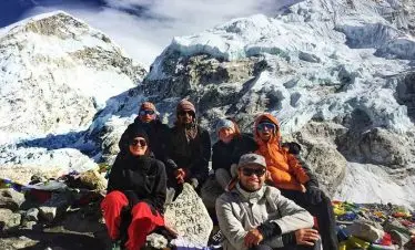 Nepalgram team at Mount Everest basecamp in an excitement