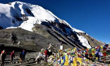 Atop of Thorong la pass with very goo morning sunrise