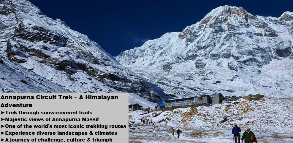 Annapurna Circuit Trek 2 Walking the snow-clad trails of the annapurna circuit.