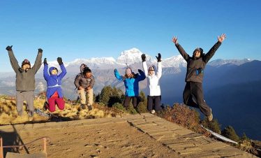 The excited jump during Annapurna basecamp trek