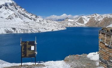 Tilicho lake seen in october season trekking in Nepal