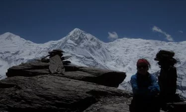 Mountain view and stack of stone