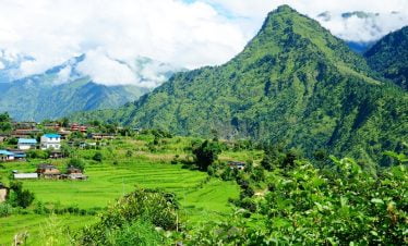 Green hills and scattered village we visited in our Dhaulagiri trekking.