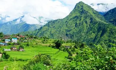 Green hills and scattered village we visited in our Dhaulagiri trekking.