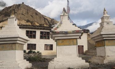 Chhortens seen along the trekking route of Dhaulagiri base camp trek