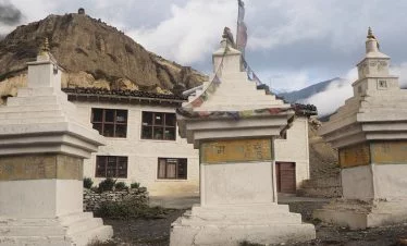 Chhortens seen along the trekking route of Dhaulagiri base camp trek