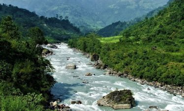 Dudh Kunda Lake Trekking - Khimti river seen once getting in the lower altitude on the descend of the trek