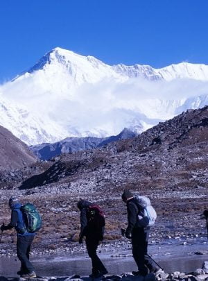 Mt Choyu seen at Gokyo lake premises in our everest three high pass trekking