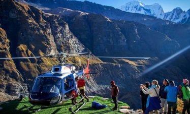 Annapurna Basecamp Helicopter Trek - Helicopter waiting passengers in Annapurna base camp helicopter return trek