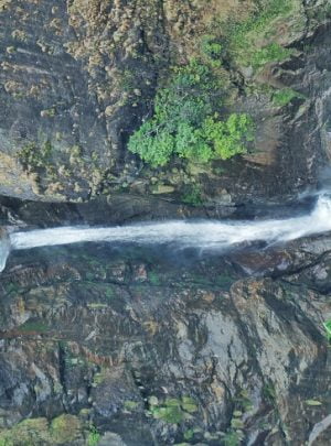 Waterfall seen from the tea house we stayed at Syange in our Annapurna circuit trekkinhg