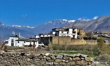 Local village with antique architecture seen near Muktinath temple