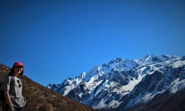 Smiling girl on her Langtang valley circuit trek
