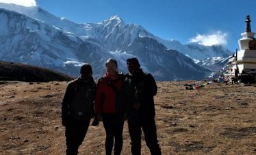 happy pose on the day trip from manang village
