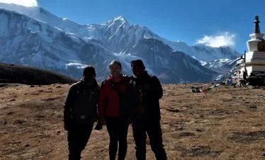 happy pose on the day trip from manang village