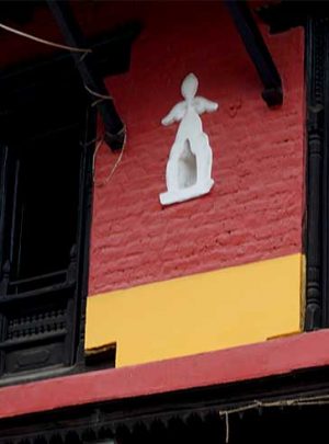 Cultural manuscripts on the walls of local house in our Bungmati Khokana 1 day tour