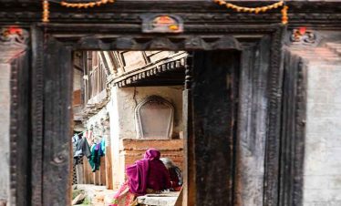 Looking through the doors of villagers in Bungmati Khokana day tour