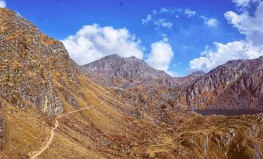 Approaching view of the Gosaikunda lake are- in the picture we can see saraswoti kunda