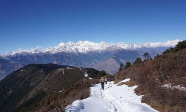 Trekking back from Gosaikunda lake trek in December