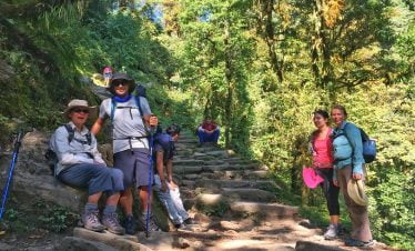 Grandmother and family in the trekking trip to Nepal