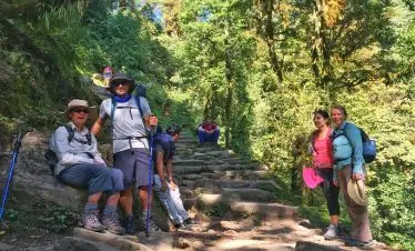 Grandmother and family in the trekking trip to Nepal