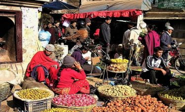 local market inside Kathmandu valley seen fro the Rikshaw