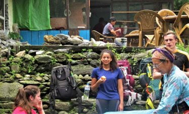 Apple break at the local teahouse in our trek