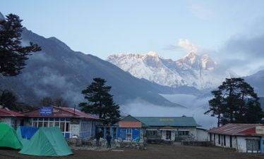 Mount everest seen from distance - view from tengboche monastery