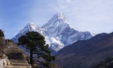 Mount Amadablam seen along with the beautifully maintained trail towards EBC