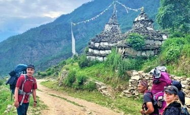 Tamang heritage trekking trail with supa and prayer flags dating back to 1st century BC