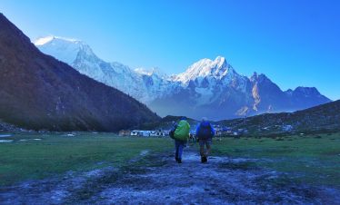 Walking towards the Bhimtang village on our Tsum Valley trek