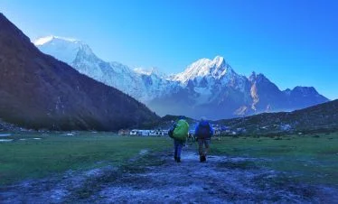 Walking towards the Bhimtang village on our Tsum Valley trek