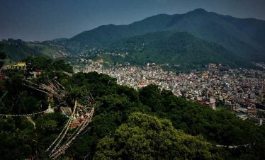 Green hills right next to the hustling kathmandu city
