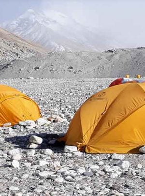 At the basecamp of Chulu peak climbing adventure