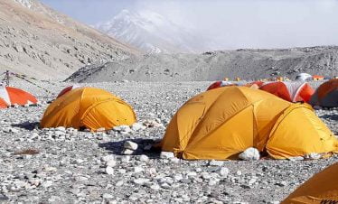 At the basecamp of Chulu peak climbing adventure