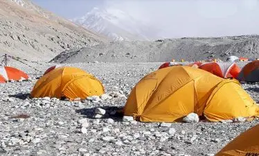 At the basecamp of Chulu peak climbing adventure