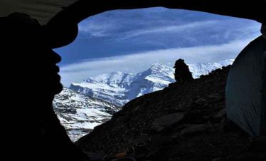 Looking out of our tent at Chulu high camp