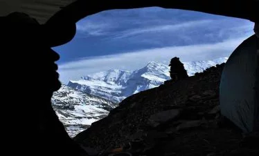 Looking out of our tent at Chulu high camp