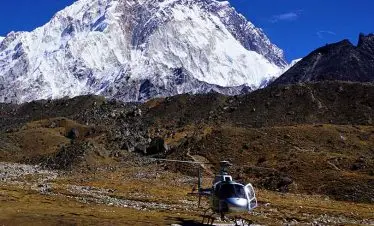A break for refiling fuel in everest heli tour