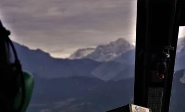 Looking through the cockpit of helicopter while in joy of everest luxury tour