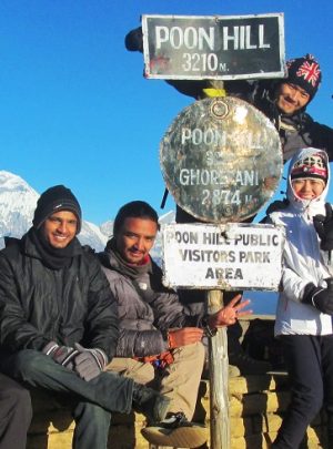 Group picture at Poonhill sign post
