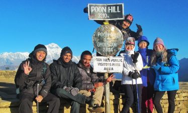 Group picture at Poonhill sign post