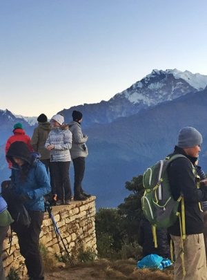 Picture of poonhill where people are waiting for the sunrise in their Ghorepani Ghandruk trek