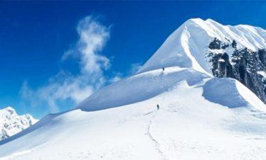The route of island peak sighted from distance