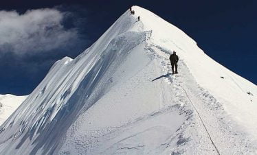 Our climbers on theri way back from island peak