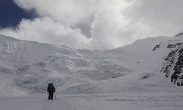 Chunk of ice to climb through to get to the summit of island peak