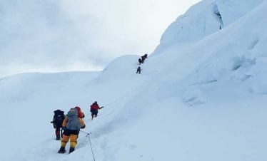Island peak climbing in the thick ice of december