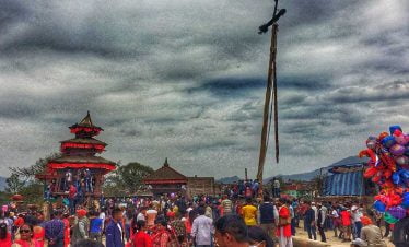 Chariot and Lingo seen at Bhaktapur during Bisket festival the heritage city