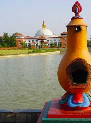 Insane burning spot and the stupa seen at lumbini